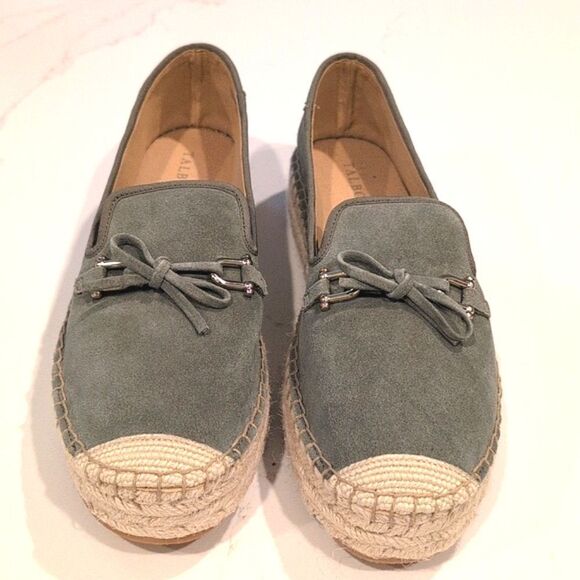 Talbots Quinn Horsebit Bow Suede Platform Espadrilles Slip On Shoes In Sagebrush - Picture 2 of 10